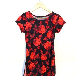 Red and black floral sexy dress